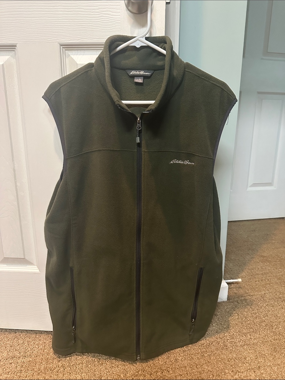 Eddie Bauer Men's Dark Olive Green Fleece Vest